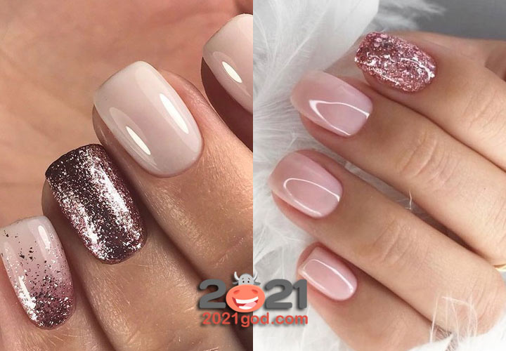 Модный новогодний маникюр с глиттером на 2021 год