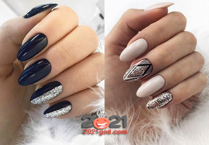 Глиттер - новогодний неил арт 2021