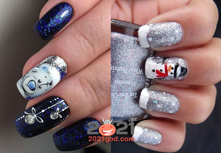 Новогодняя роспись ногтей 2021