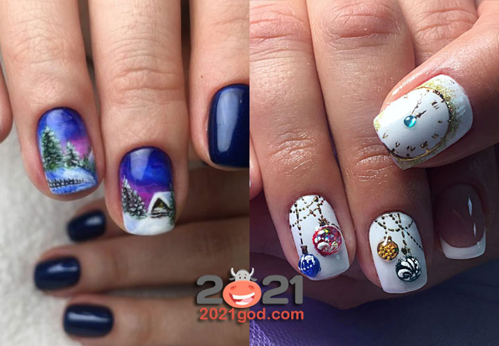 Новогодний неил-арт на 2021 год