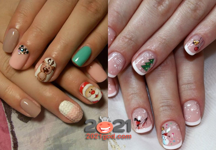 Новогодний маникюр 2021 никлейки