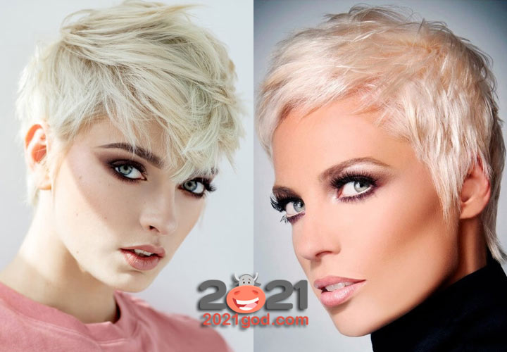 Пикси на белые волосы - модная стрижка 2020 и 2021 года