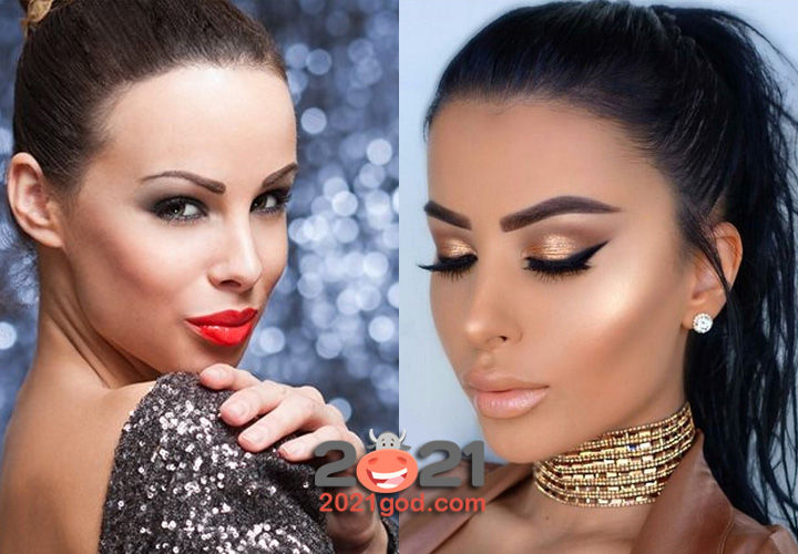 Модный блестящий макияж на Новый Год 2021