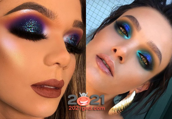 Блестящий макияж на Новый Год 2021