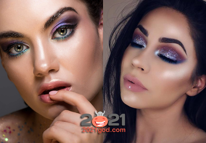 Модный блестящий макияж 2021