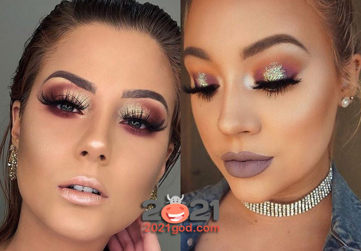 Вечерний блестящий макияж на Новый 2021 год