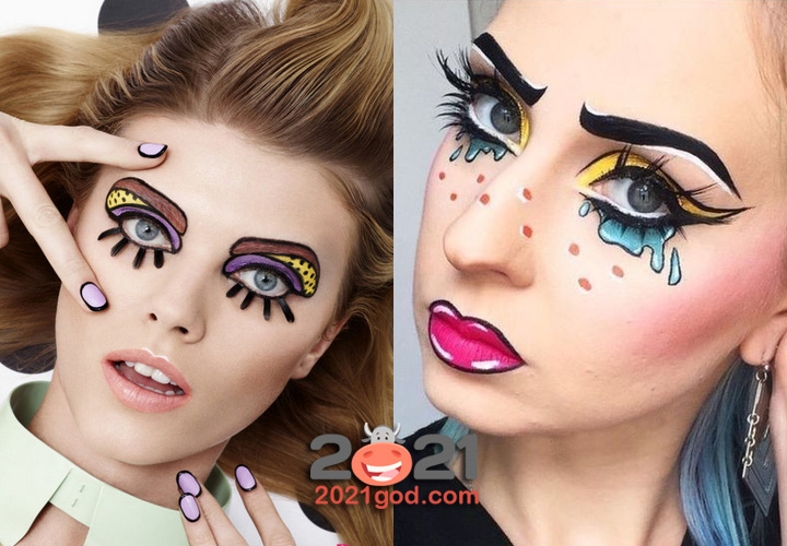 Арт-макияж в стиле поп-арт на Новый Год 2021