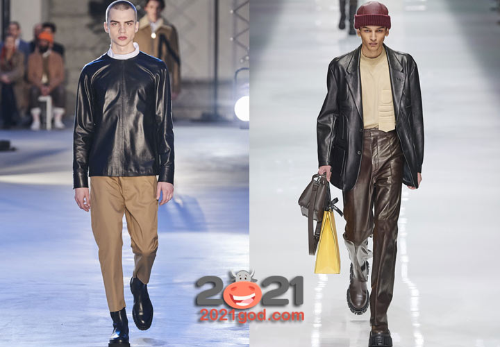 Стильная мужская куртка из кожи осень-зима 2020-2021