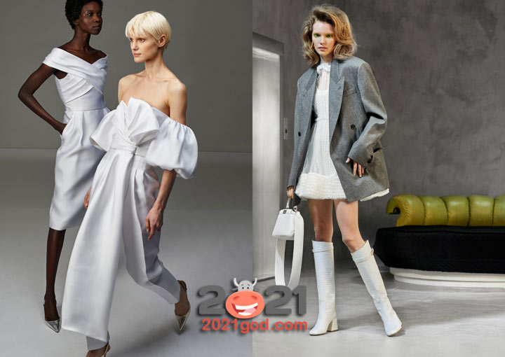 Модное белое платье осень-зима 2020-2021