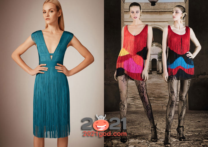 Коктейльное платье с бахромой и нитями на 2021 год