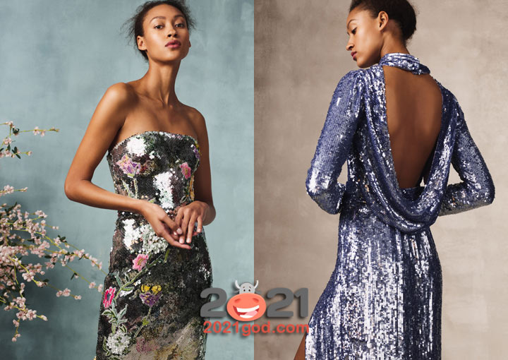 Блестящие коктейльные платья на Новый 2021 год