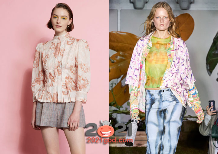Блузы 2021 года с цветочным принтом