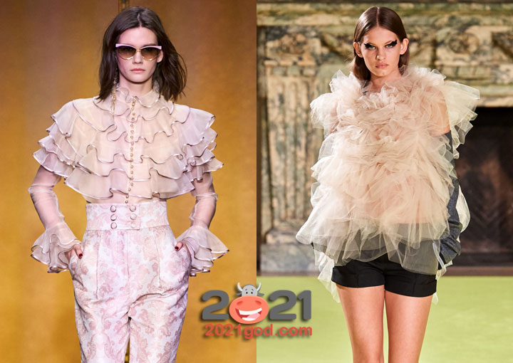 Модные блузки с рюшами и воланами сезона осень-зима 2020-2021