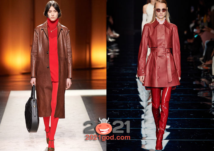 Кожаные пальто сезона осень-зима 2020-2021