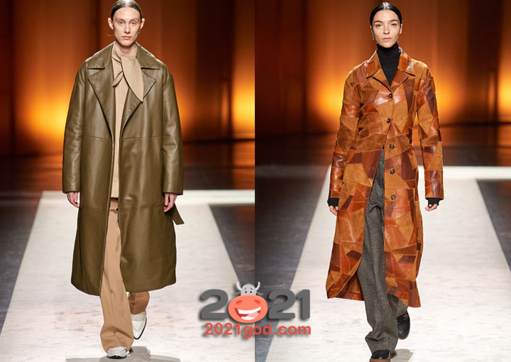 Кожаные женские пальто на 2021 год