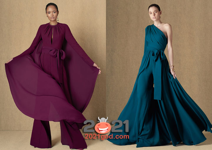 Модный комбинезон с шлейфом  на Новый Год 2021