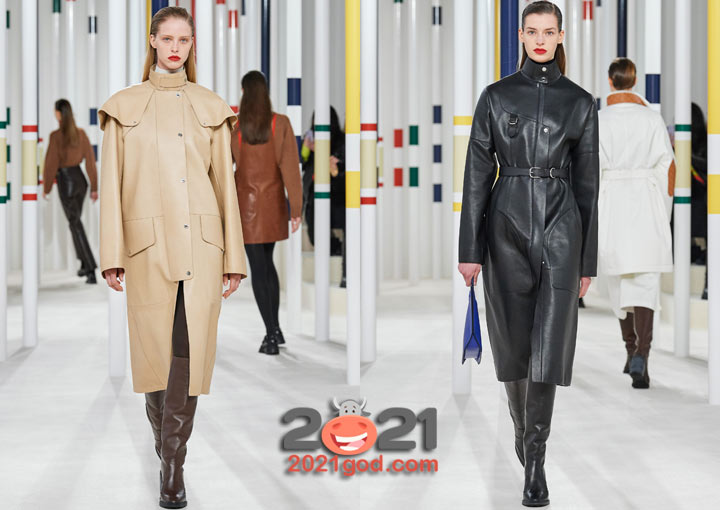 Модные кожаные плащи 2020-2021 года