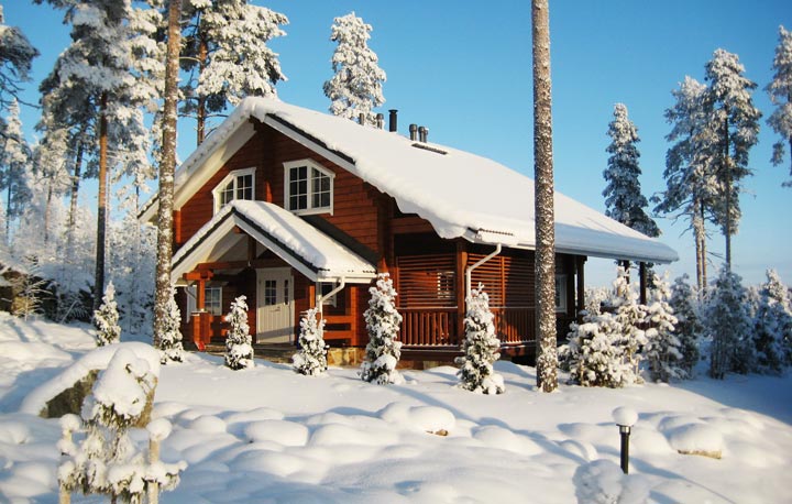 загородный дом зимой