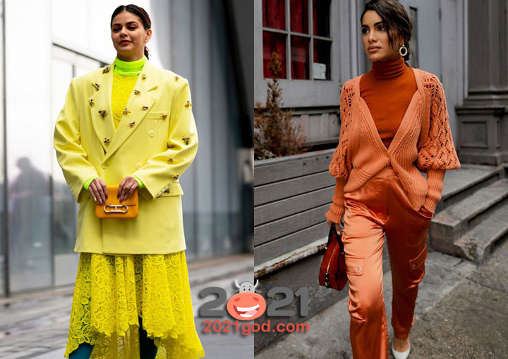 Уличная мода осень-зима 2020-2021 - яркие оттенки