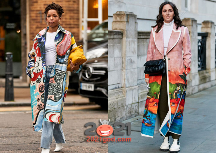 Уличная мода Лондона в сезоне осень-зима 2020-2021 - принтованые пальто