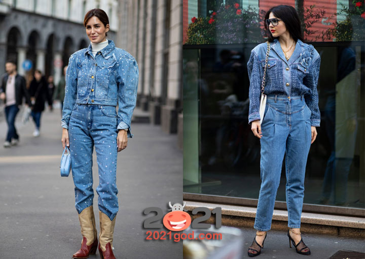 Уличная мода Милана осень-зима 2020-2021- деним