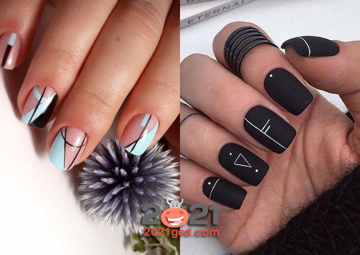 Оригинальный геометрический маникюр 2020-2021 года
