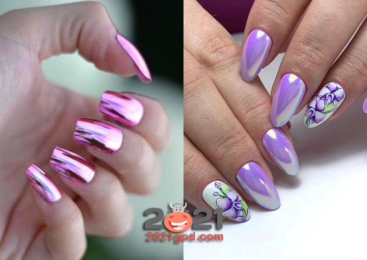 Гель-лак + втирка - модные идеи неил-арта на 2021 год