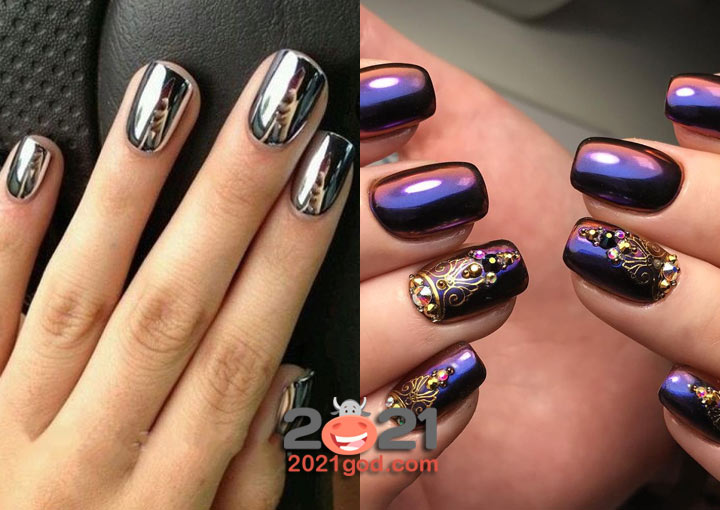 Гель-лак и втирка - модный маникюр 2021 года