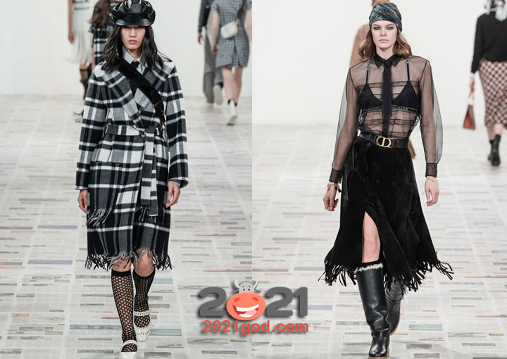 Модные луки с бахромой от Диор осень-зима 2020-2021