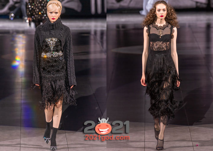 Модные луки с бахромой от Dolce & Gabbana осень-зима 2020-2021