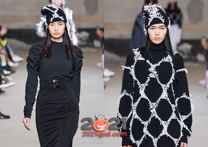 Модная вязаная шапка с маленькими ушками на 2021 год