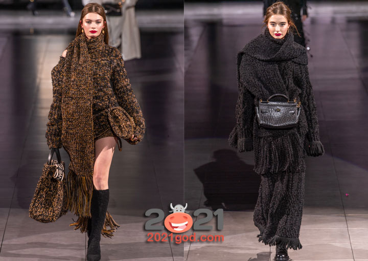Объемные шарфы коллекции Dolce & Gabbana осень-зима 2020-2021
