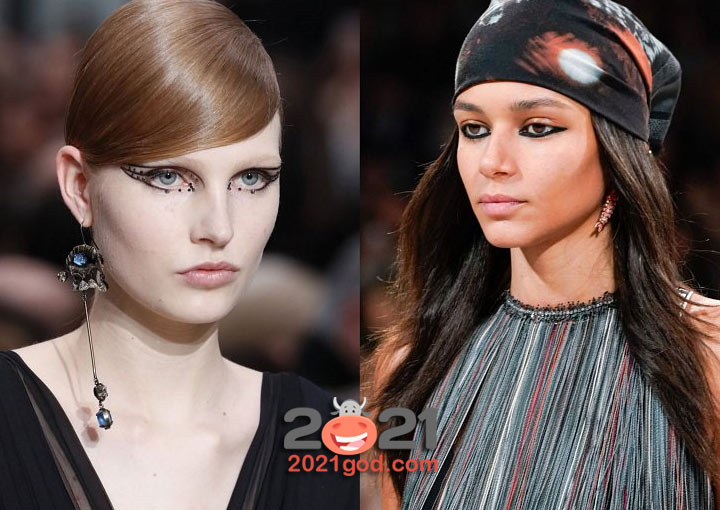 Модный макияж глаз со стрелками осень-зима 2020-2021