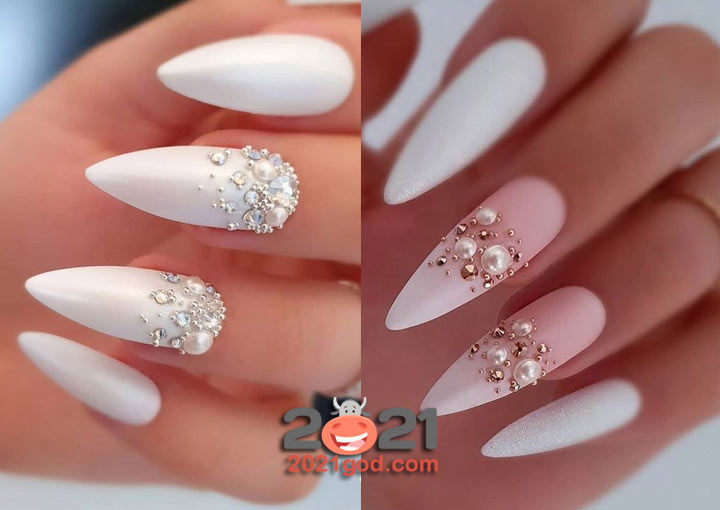 Модный маникюр 2021 года - жемчужинки