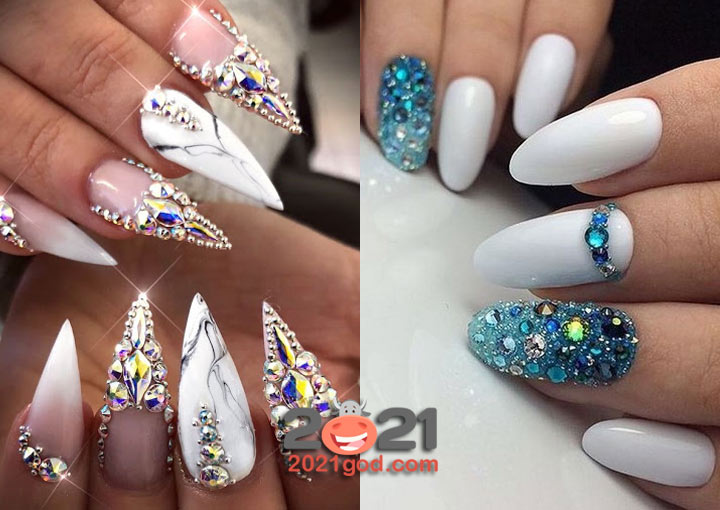 Модный маникюр 2021 года - стразы