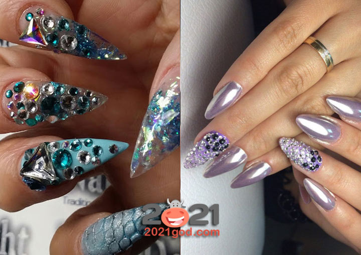 Модный маникюр 2021 года - инкрустация