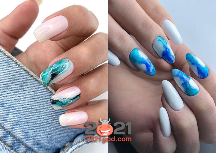 Модный маникюр с разводами на зиму 2020-2021