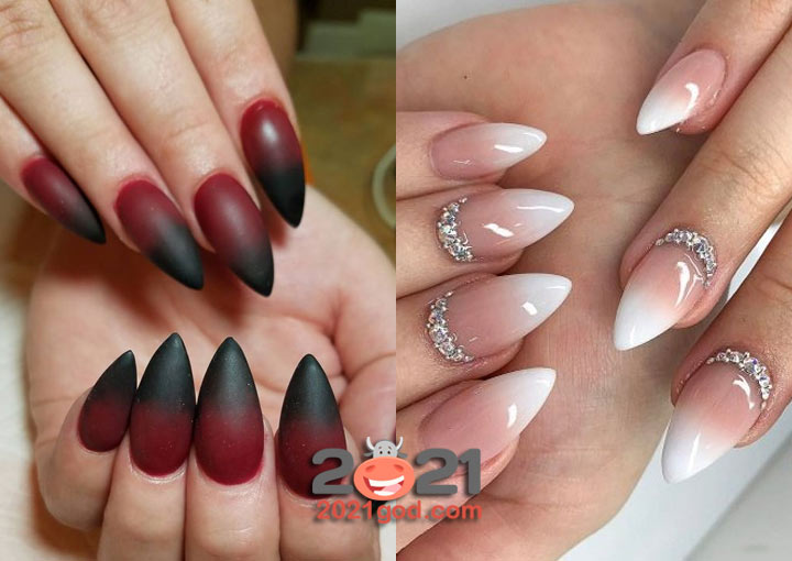 Модные формы ногтей на 2021 год - миндаль