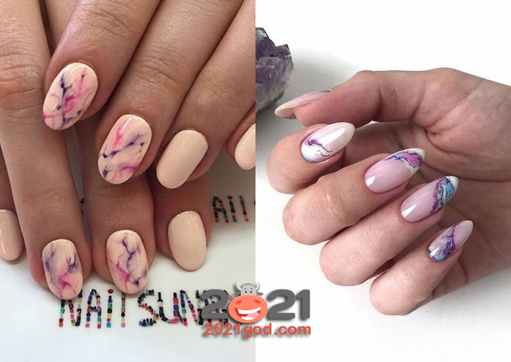 Модный маникюр акварель на зиму 2020-2021