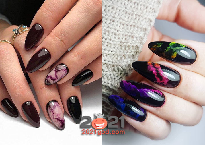 Модный маникюр цветной дым на зиму 2020-2021