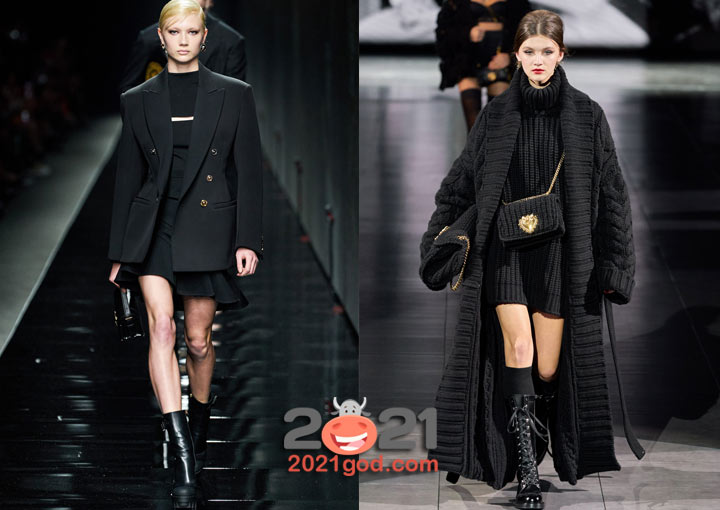 Модные черные тотал-луки зимы 2020-2021 года