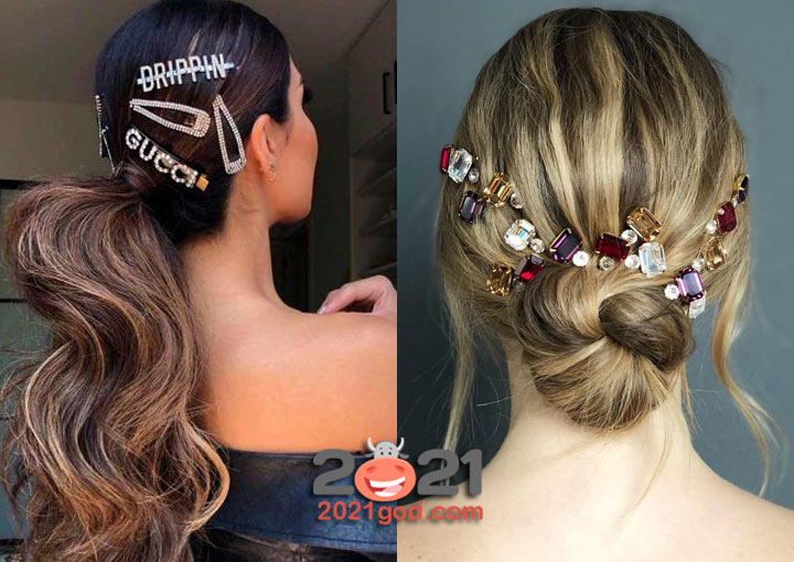 Модные заколки со стразами и камнями на зиму 2020-2021