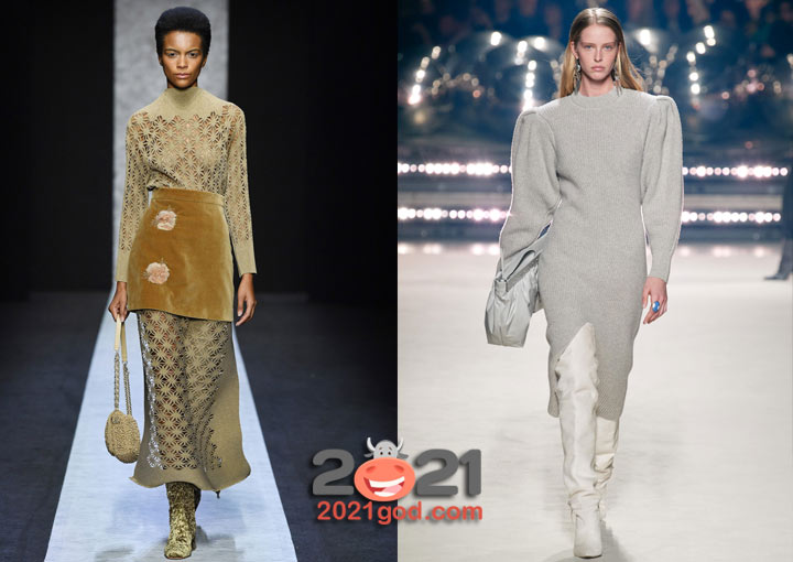 Модное вязаное платье осень-зима 2020-2021