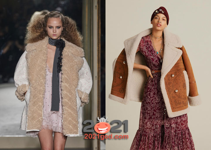 Дубленки с рисунком на 2021 год