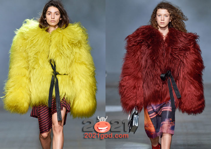 Модные яркие шубы с длинным ворсом на 2021 год