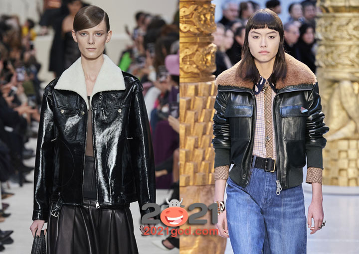 Кожаная куртка авиатор осень-зима 2020-2021