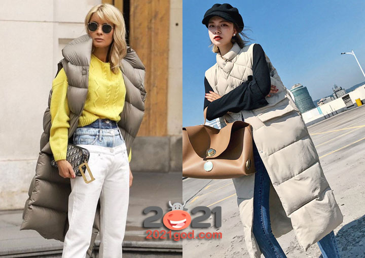 Длинные жилеты пуховики зимы 2020-2021