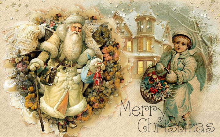 Рождественская ретро открытка