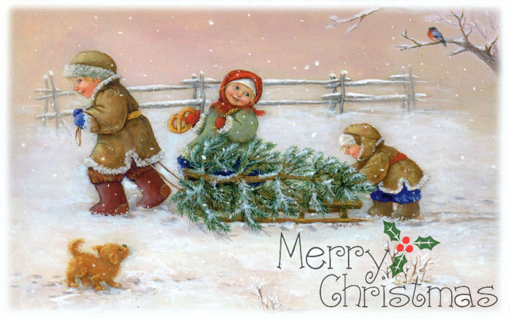 Старинная открытка С Рождеством