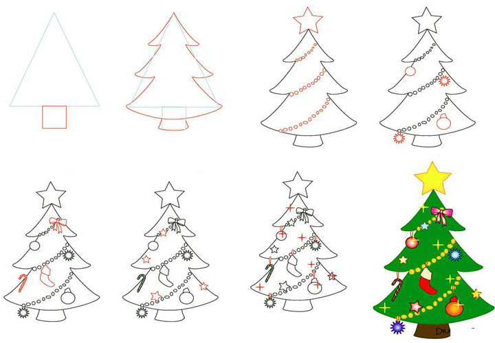 Рисуем елочку на Новый Год 2021